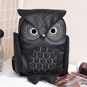 NWT! Beautiful Black Owl Genuine Leather Mini Crossbody Bag!